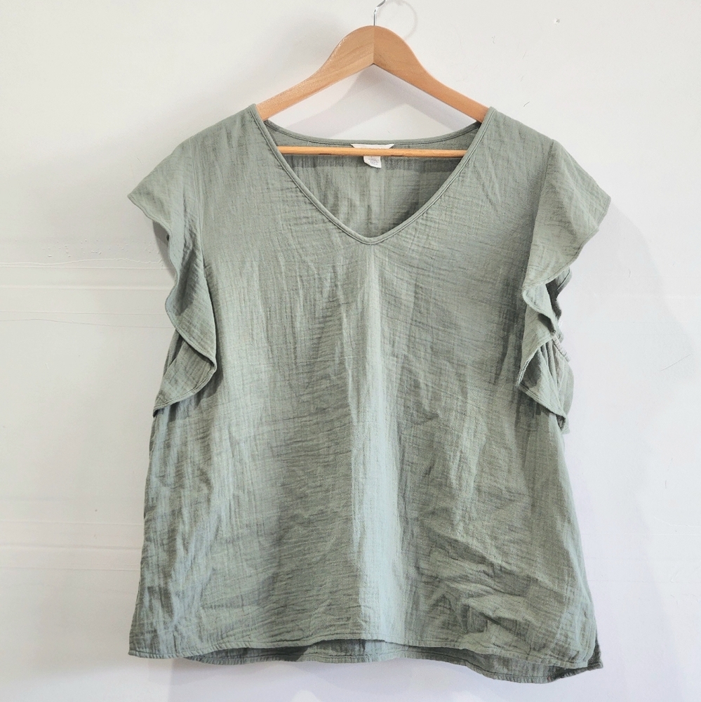 Aqua Green Ruffled Sleeved Shirt
